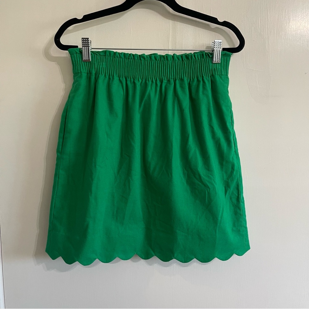 J. Crew Vibrant Green Scalloped Mini Skirt Size 0